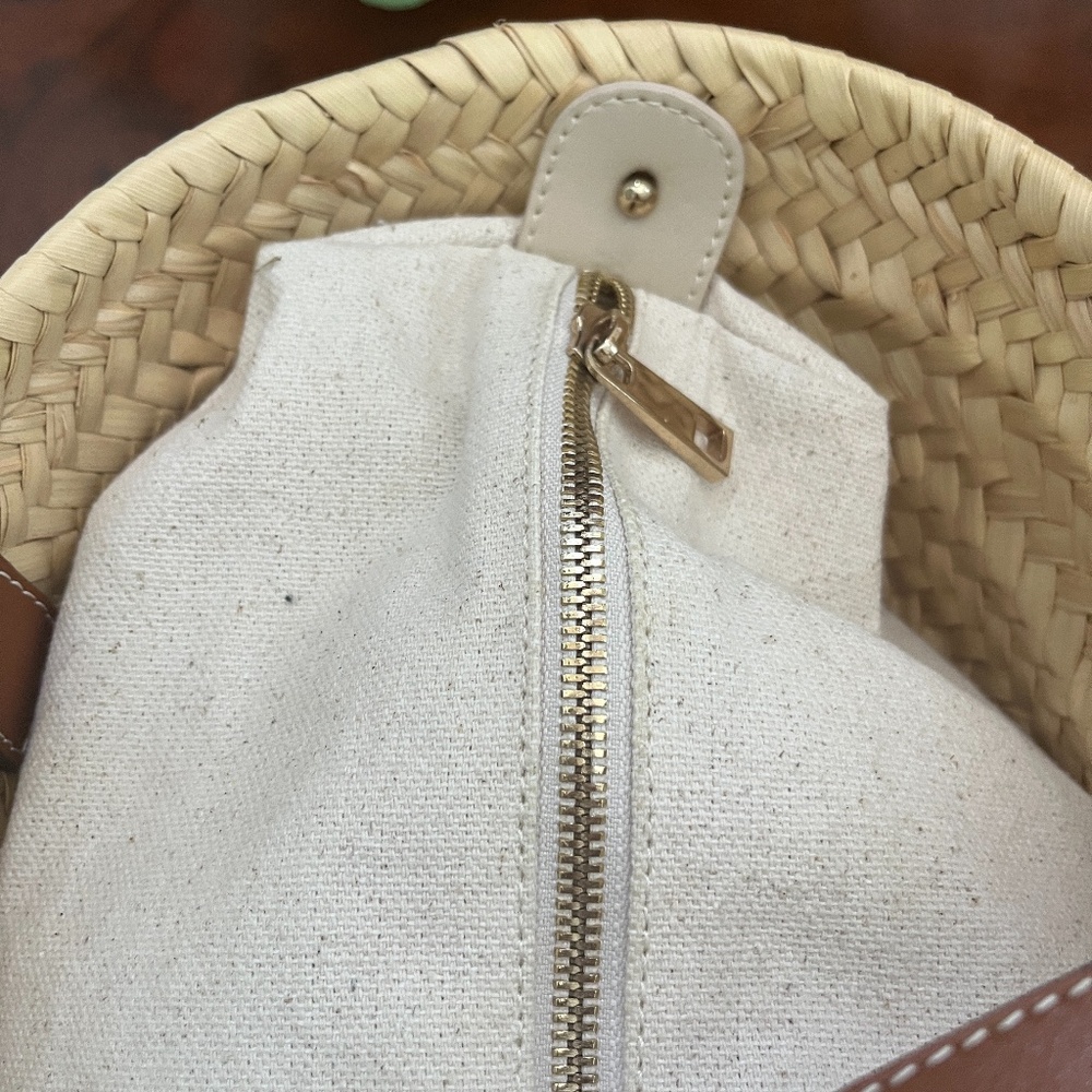 Poolside Tan and Brown Woven Tote Bag - Picture 7 of 9